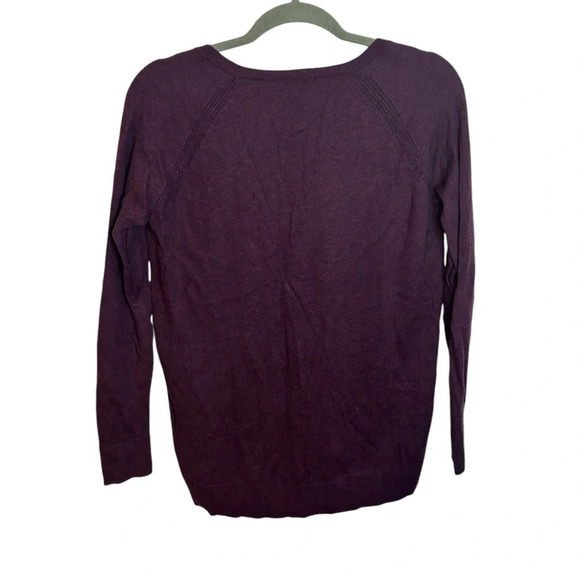 Gap Plum Purple Bella V-Neck Merino Wool Blend Sweater - Picture 2 of 5